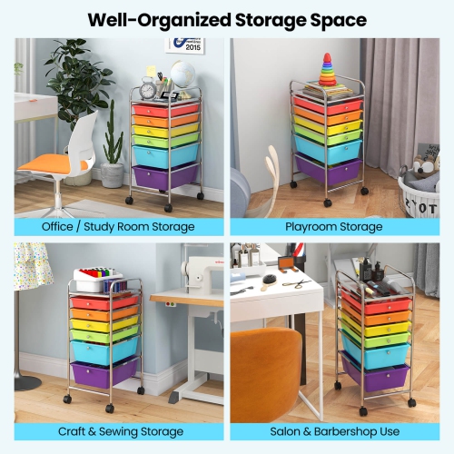 Costway 6 Drawer Rolling Storage Cart Tools Scrapbook Paper Office Organizer