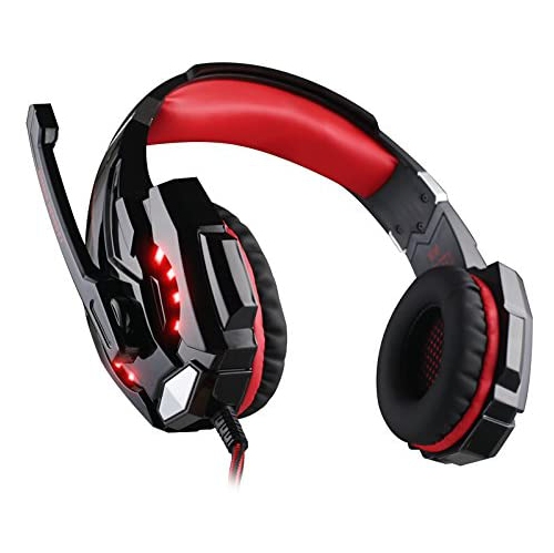 Casque de jeu Mengshen pour PS4/Xbox One/Xbox One S/PC/Mac/portable/téléphone cellulaire - Casque de jeu avec microphone, voyant DEL,