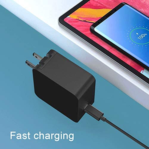 65W GaN USB-C Charger Laptop Adapter for Lenovo Chromebook C330 S145 ThinkPad X280 T480 ASUS Chromebook C523NA C423NA