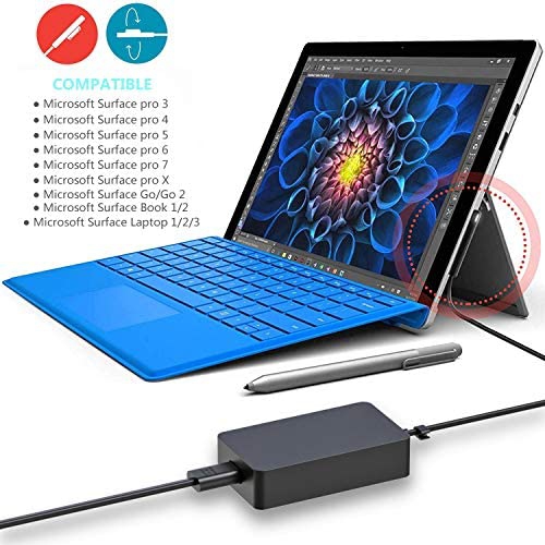 Surface Pro Charger 44W,for Surface Pro 3 Pro 4 Pro 5 Pro 6 Pro 7 Pro X Surface Go 1 2 Surface Laptop 1 2 3 Surface