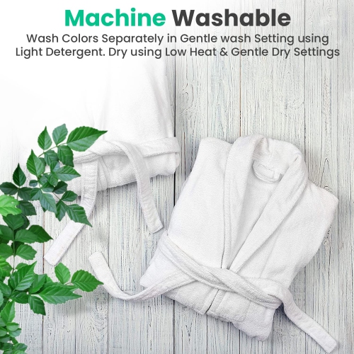 Canadian Linen Everest Shawl Collar Cotton Terry Bathrobe, 100% Ring Spun Cotton 350 GSM Housecoat Unisex Two Large Pocket Sleepwear - Super Soft