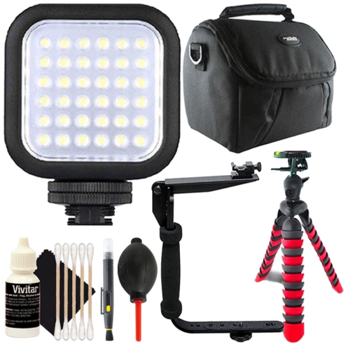 TEDS  Digital Compact Led Video Light + Flash Bracket + Lens Pen + Dust Blower + Flexible Tripod + 3PC Cleaning Kit