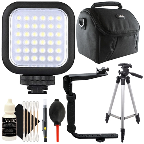 TEDS  Digital Compact Led Video Light + Flash Bracket + Lens Pen + Dust Blower + Tall Tripod + 3PC Cleaning Kit