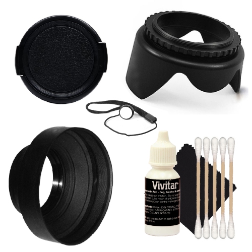 TEDS  Rubber Hood, Tulip Hood, Lens Cap, Lens Cap Holder, And Cleaning Kit