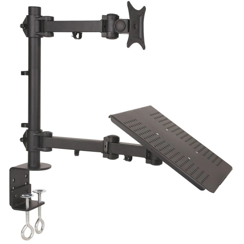TygerClaw Single Arm Monitor Desk Mount with Laptop Holder