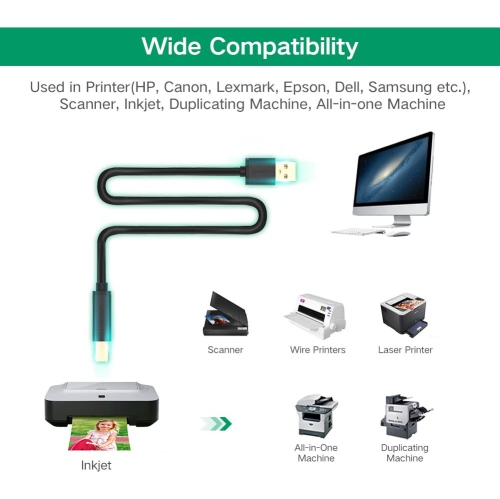 USB Printer Cable USB 2.0 A Male to B Male 5M