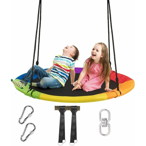 GYMAX  40" 770 Lbs Flying Saucer Tree Swing Kids Gift W/ 2 Tree Hanging Straps