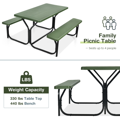 Gymax Picnic Table Camping Picnic Bench Set Backyard Garden Patio Dining Party