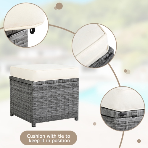 Gymax 7PCS Rattan Patio Sectional Sofa Set Conversation Set w/ White Cushions