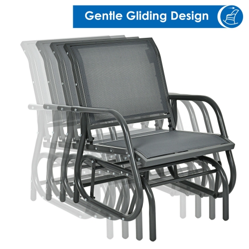 Gymax 2PCS Patio Swing Glider Chair Single Rocking Chair Yard Outdoor Grey