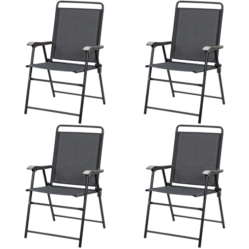 Gymax Set Of 4 Folding Patio Chair Portable Sling Yard Garden Outdoor Best Canada - Set Of 4 Outdoor Patio Folding Chairs With Armrest