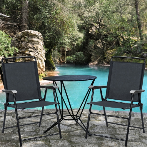 Gymax Set of 4 Folding Patio Chair Portable Sling Chair Yard Garden Outdoor