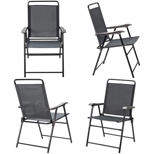 Gymax Set of 4 Folding Patio Chair Portable Sling Chair Yard Garden Outdoor