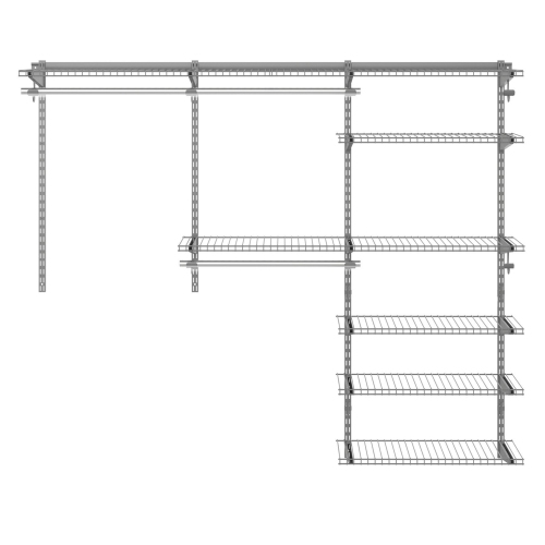 Gymax Custom Closet Organizer Kit 4 to 6 FT Wall-mounted Closet System w/Hang Rod Grey