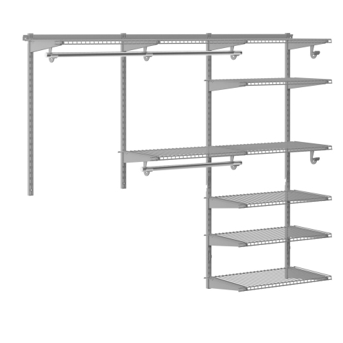 Gymax Custom Closet Organizer Kit 4 to 6 FT Wall-mounted Closet System w/Hang Rod Grey