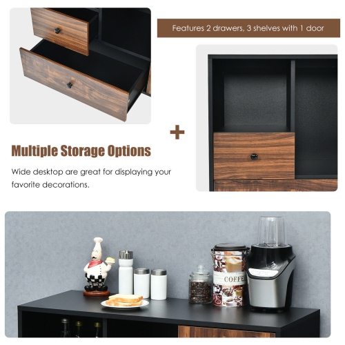 Gymax Lateral Mobile Filing Cabinet Large Printer Stand w/2 Drawers Open Shelves Black