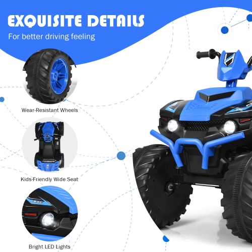 Voiture électrique 12 V de Marque Gymax Pour Enfants Quad 4 Roues Tout Terrain Avec Musique Et Lumière LED Marine
