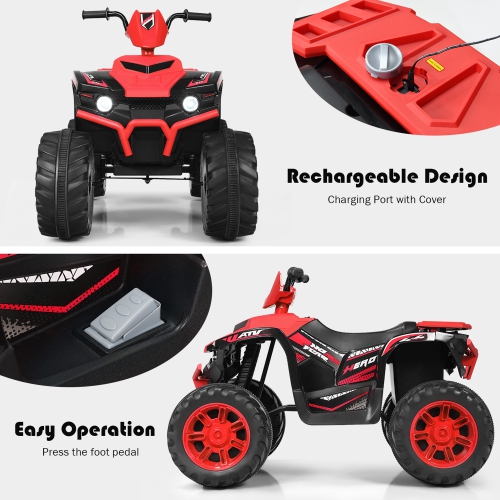 Voiture électrique 12 V de Marque Gymax Pour Enfants Quad 4 Roues Tout Terrain Avec Musique Et Lumière LED Rouge