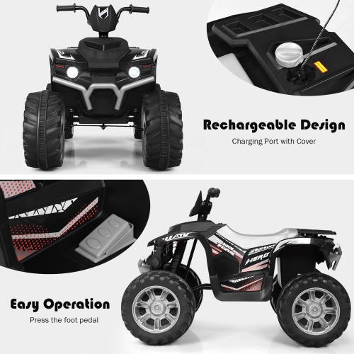 Voiture électrique 12 V de Marque Gymax Pour Enfants Quad 4 Roues Tout Terrain Avec Musique Et Lumière LED Noir