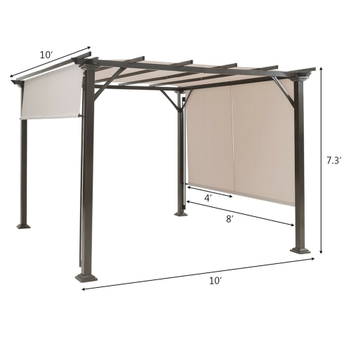 Gymax 10' X 10' Pergola Kit Metal Frame Gazebo &Canopy Cover Patio Furniture Shelter