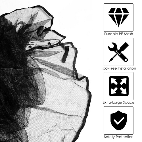 Gymax 12/14/15/16FT Replacement Trampoline Safety Enclosure Net w/ Zipper & Buckle for 8/6 Poles