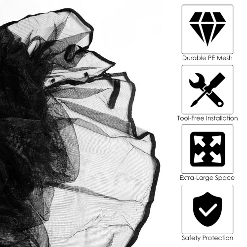 Gymax 12/14/15/16FT Replacement Trampoline Safety Enclosure Net w/ Zipper & Buckle for 8/6 Poles