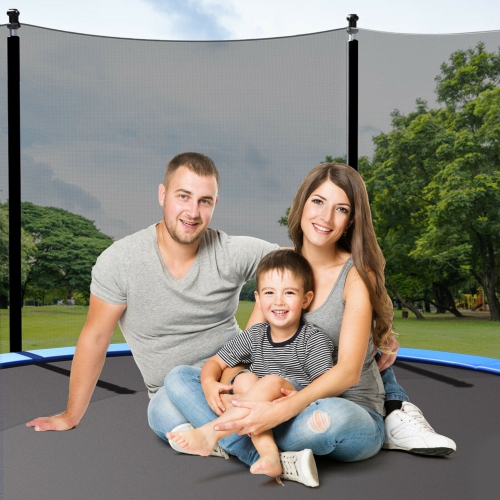 Gymax 12/14/15/16FT Replacement Trampoline Safety Enclosure Net w/ Zipper & Buckle for 8/6 Poles