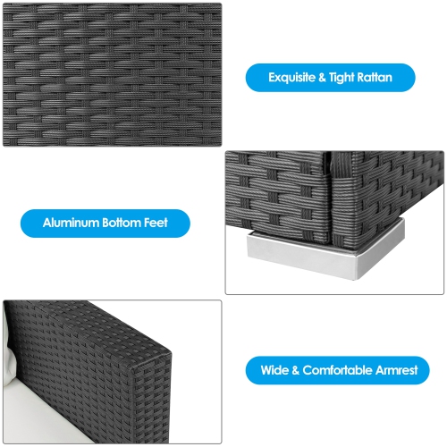 Gymax 3PCS Rattan Patio Conversation Furniture Set Outdoor Sofa Set w/ Cushions