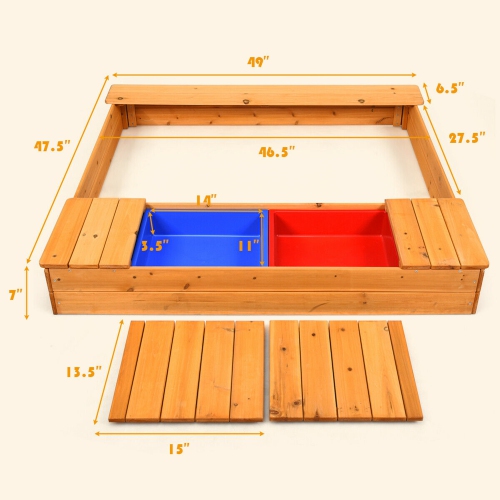 Gymax Wooden Sandbox Kids Children Outdoor Toy Playset w/ Storage Box Seat
