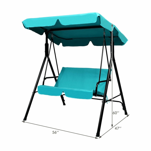 Gymax Blue Outdoor Swing Canopy Patio Swing Chair 2-Person Canopy Hammock