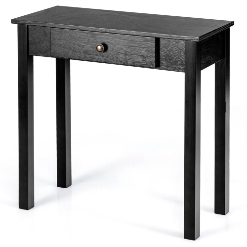 GYMAX  Console Table With Drawer Entryway Hallway Accent Wooden Table In Black