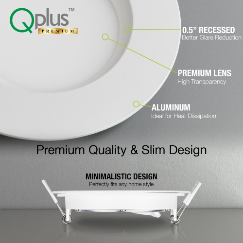 QPLUS 4 Inch Slim Panel Anti-glare Ultra Thin ½ Inch Recessed Ceiling Lights 4CCT (Color Change By the Flick of Wall Switch) -12PK