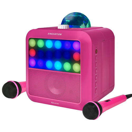 Singsation Star Burst All-In-One Party System with Microphones - Pink