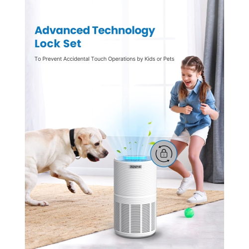 RENPHO Air Purifier for Home Large Room Up to 720 ft², Air Cleaner with HEPA Filter for Allergies & Pets Hair, White