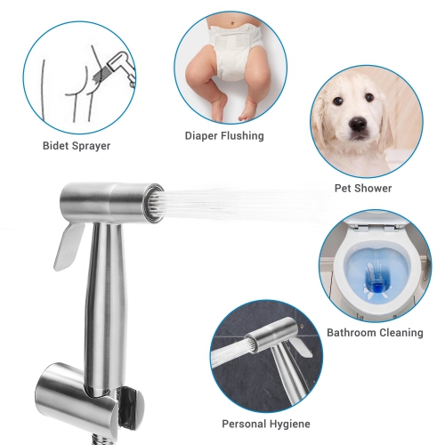 Pulvérisateur de bidet à main en acier inoxydable, ensemble complet de bidet pour toilettes, pulvérisateur de bidet à main pour toilettes Beday