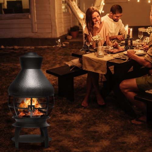 Gymax Patio Fire Pit Chimenea Fireplace Wood Burning Heater Garden Backyard