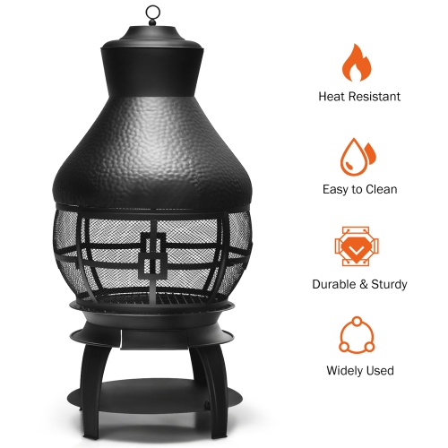 Gymax Patio Fire Pit Chimenea Fireplace Wood Burning Heater Garden Backyard