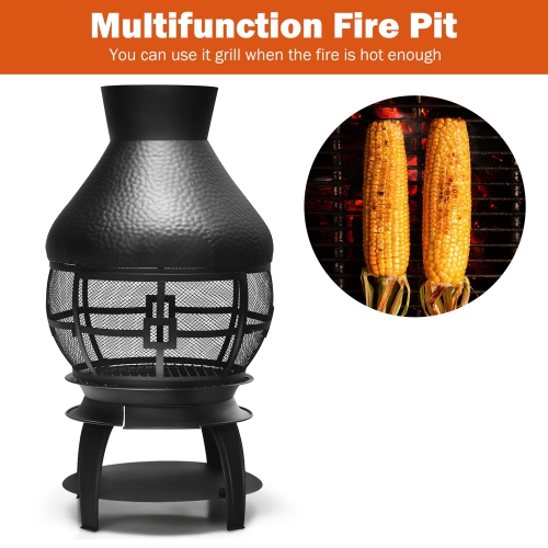Gymax Patio Fire Pit Chimenea Fireplace Wood Burning Heater Garden Backyard