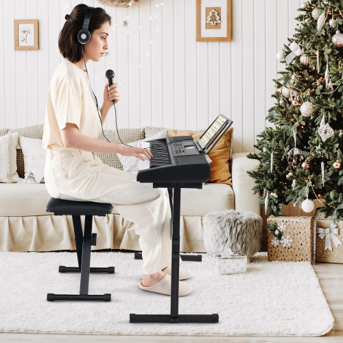 Gymax 61-Key Portable Electronic Keyboard Piano w/ Stand & Stool Complete Digital Piano Set