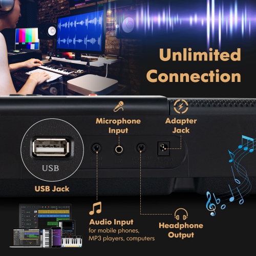 Gymax 61-Key Portable Electronic Keyboard Piano w/ Stand & Stool Complete Digital Piano Set