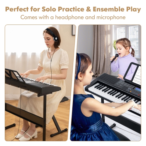 Gymax 61-Key Portable Electronic Keyboard Piano w/ Stand & Stool Complete Digital Piano Set
