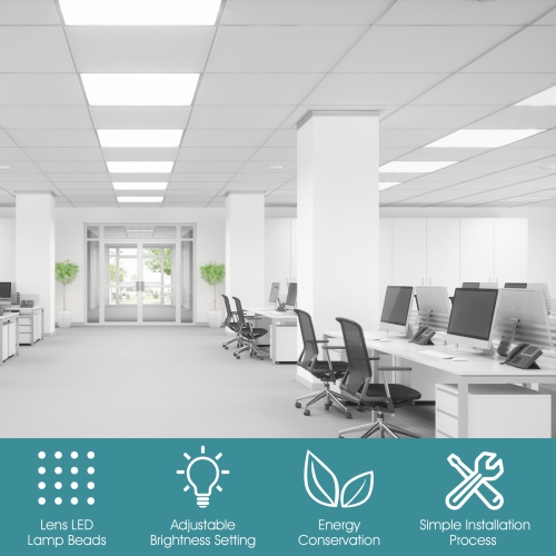 Gymax 2 Pack 2x2FT LED Flat Panel Light 4400LM 40W 5000K Dimmable Drop Ceiling Office