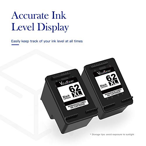 Valuetoner Remanufactured Ink Cartridge Replacement for HP 62 XL 62XL Used in Envy 5540 5640 5660 7644 7645 OfficeJet 5740 ...