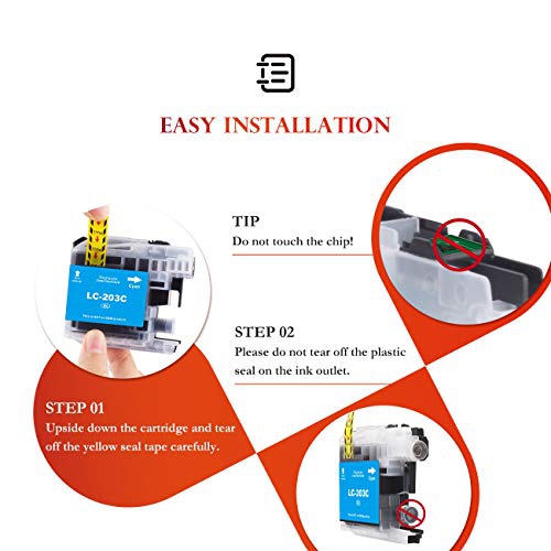 ejet Compatible Ink Cartridge Replacement for Brother LC203 LC203XL LC201 to use with MFC-J480DW MFC-J880DW MFC-J4420DW MFC...