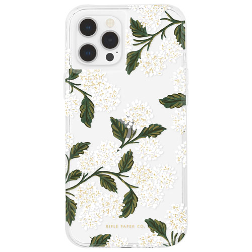 Case-Mate Rifle Paper Fitted Hard Shell Case for iPhone 12/12 Pro - Micropel Hydrangea White