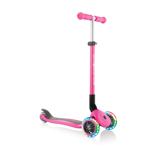 Globber Primo Foldable Scooter with Lights - Deep Pink