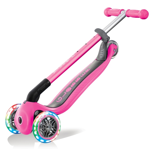 Globber Primo Foldable Scooter with Lights - Deep Pink
