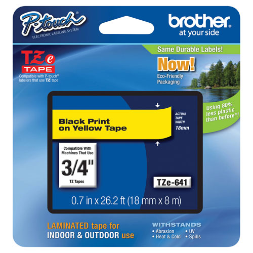 Brother P-Touch 18mm Black on Yellow Laminated Tape
