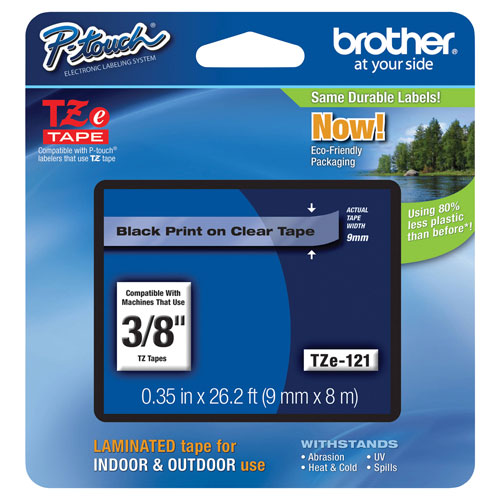 Brother P-Touch 9mm Black on Clear Tape