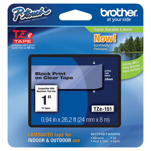 Brother P-Touch 24mm Black on Clear Laminated Tape